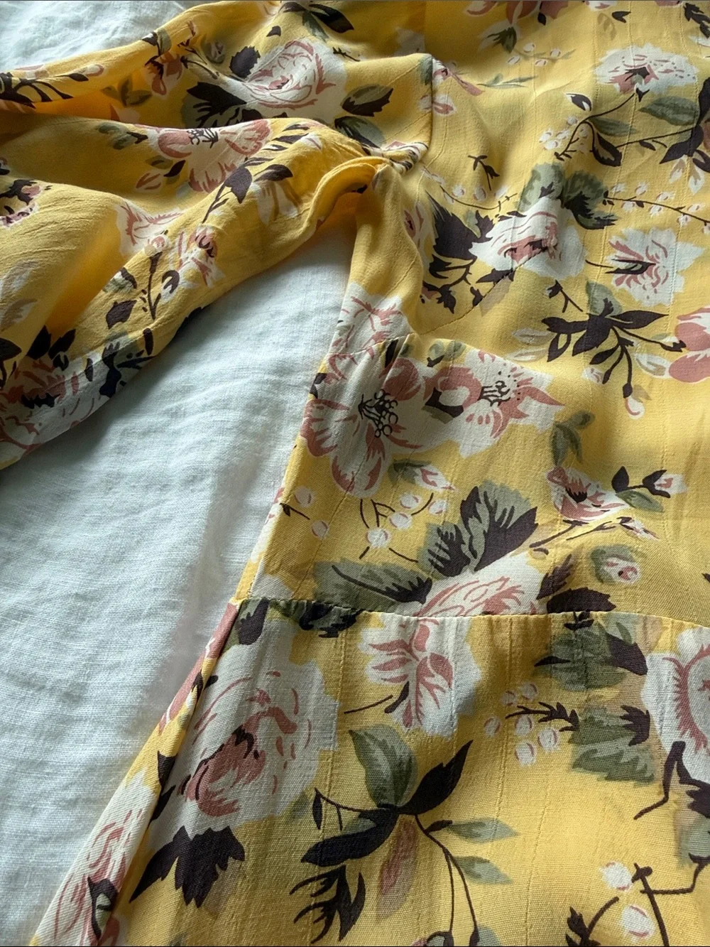 Faithfull the Brand Yellow Floral Jasmine Dress Size 4 - Picture 6 of 8